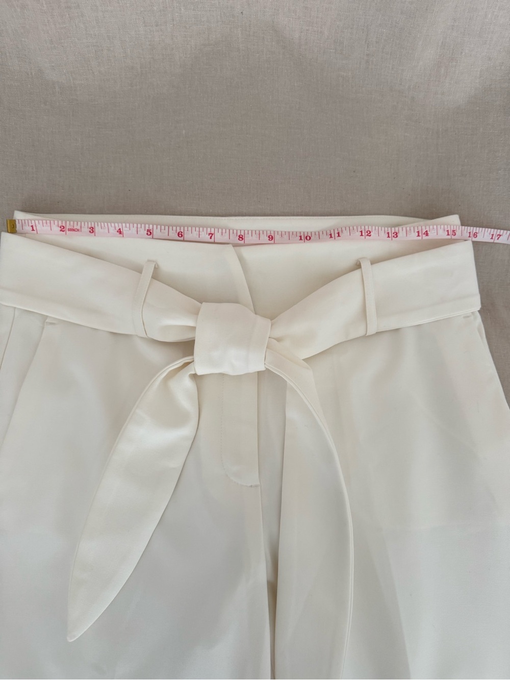 DKNY Cream Belted Ankle Pants | Fully Lined Trousers | Neutral | Classic - Picture 9 of 14